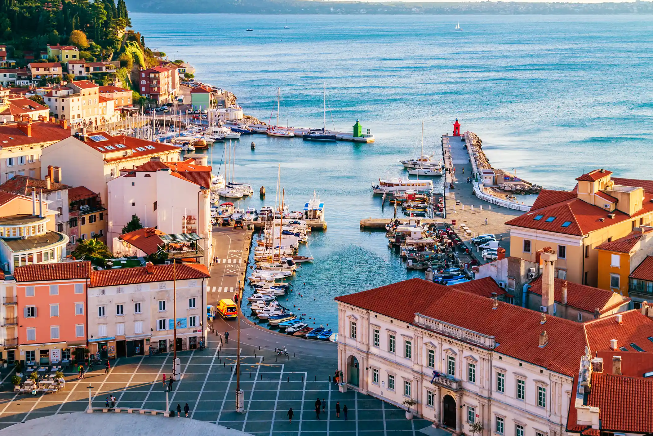 Aerial port view of Piran, Slovenia
