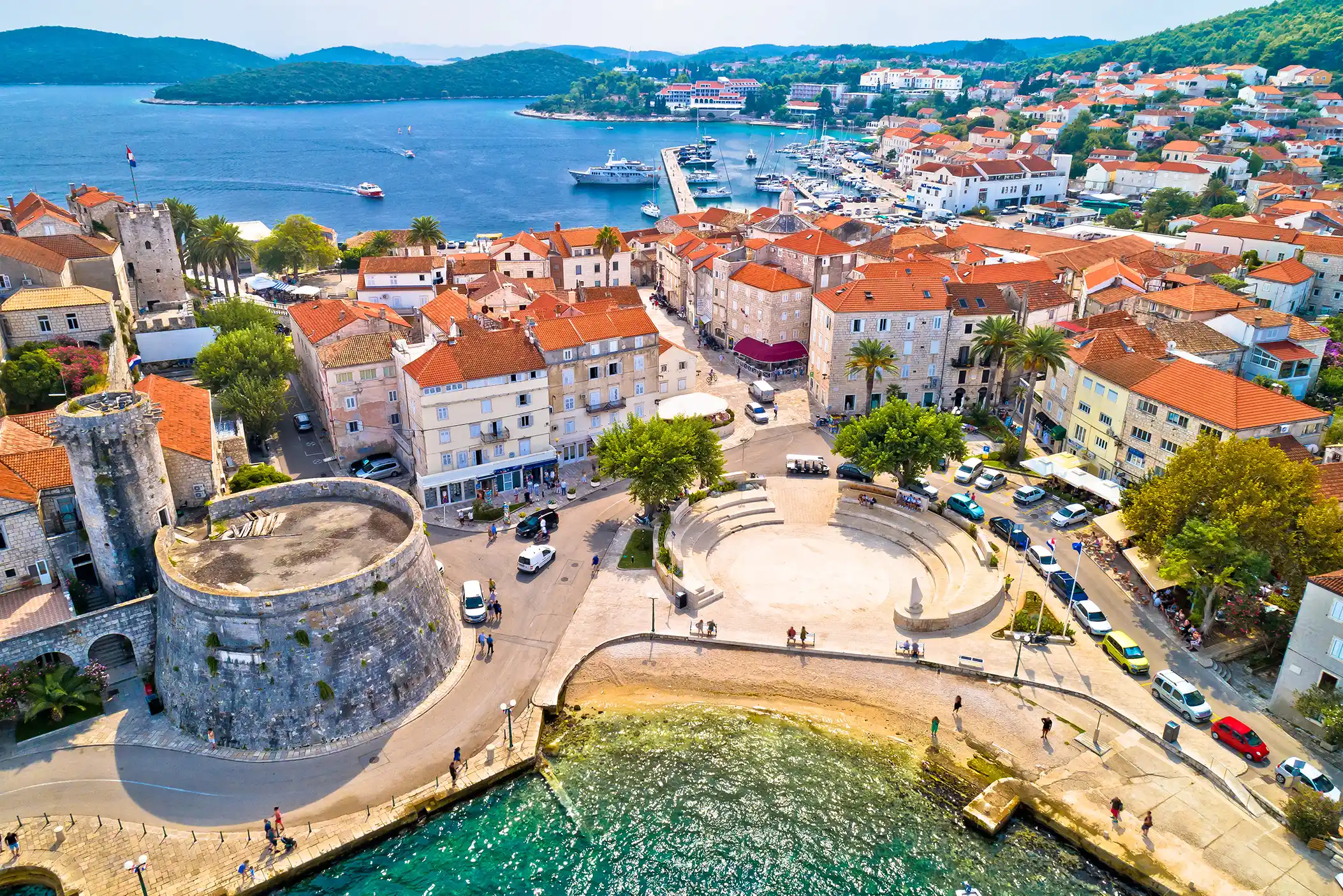 Aerial view of Korčula, Croatia