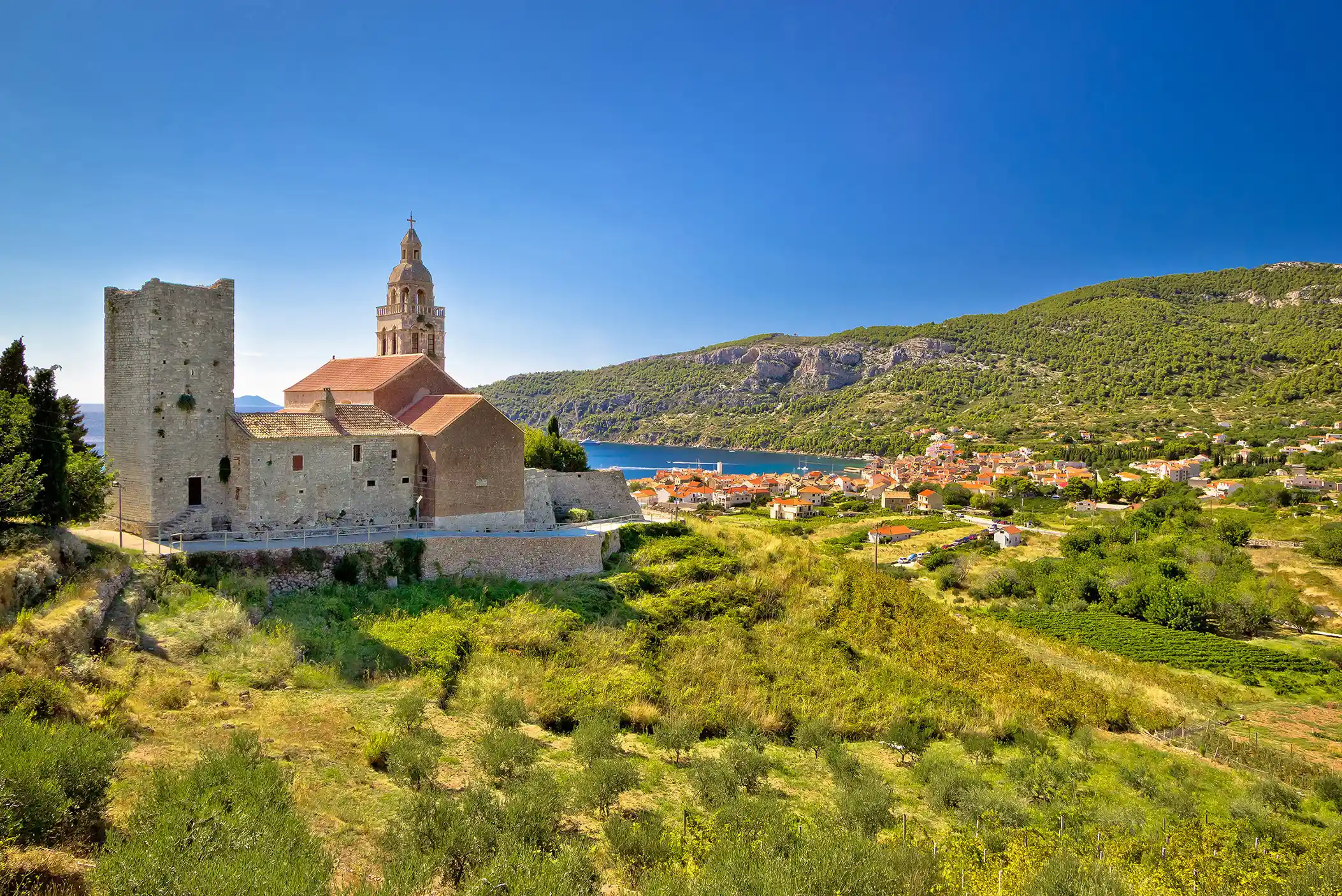 Aerial view of Vis, Croatia