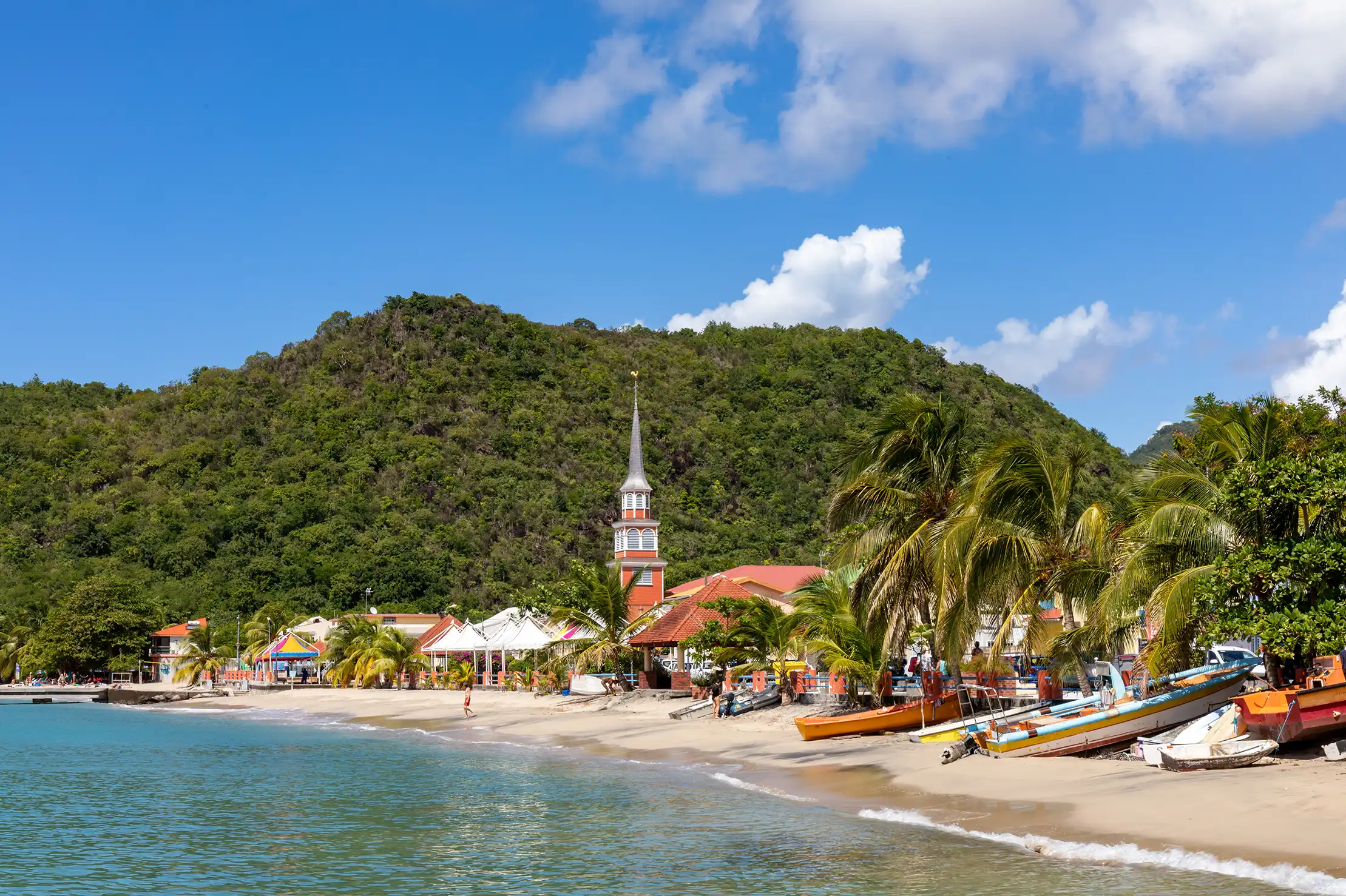 The village on the beach in Martinique.