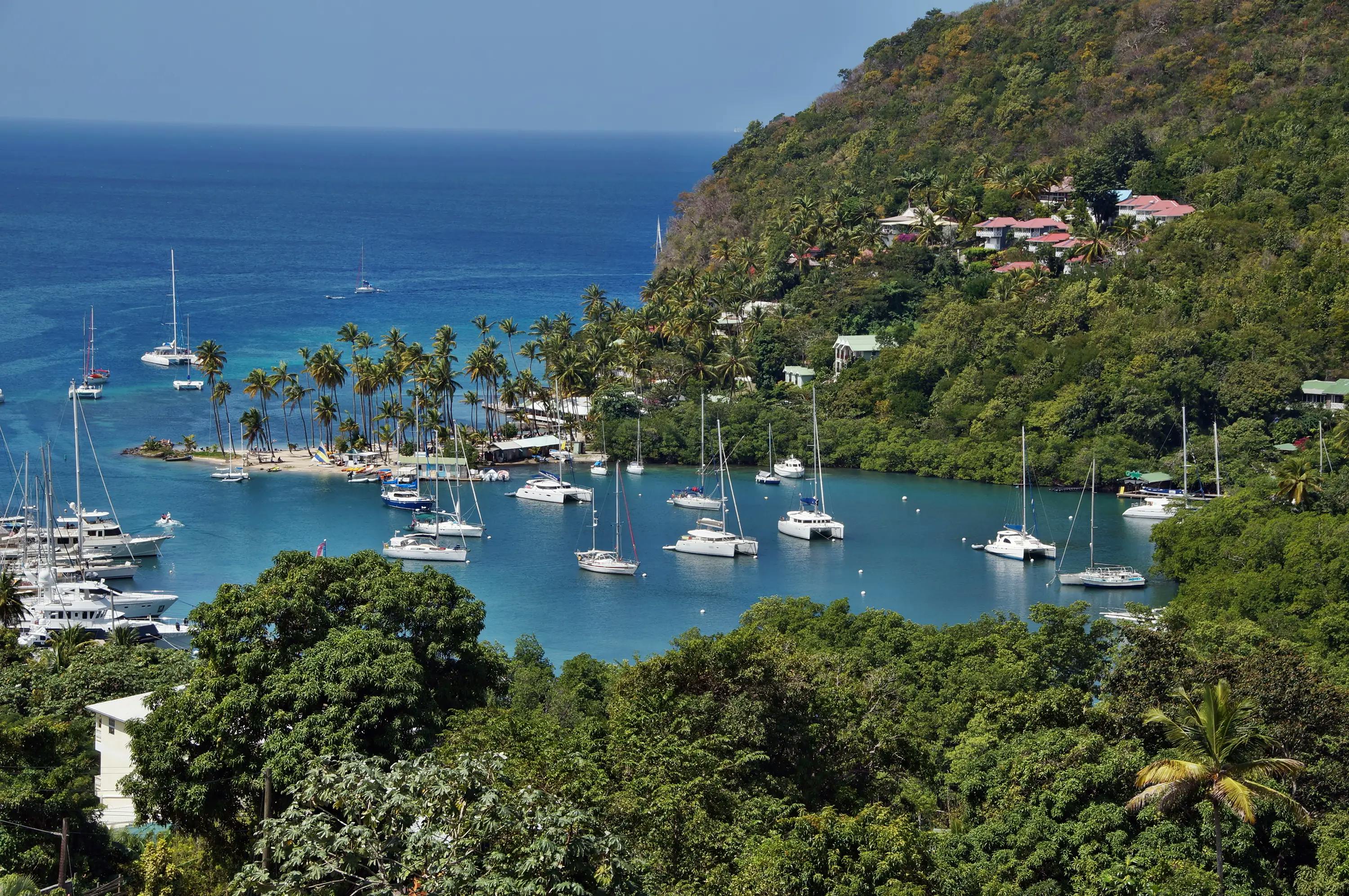 Aerial view of Marigot Bay, St. Lucia