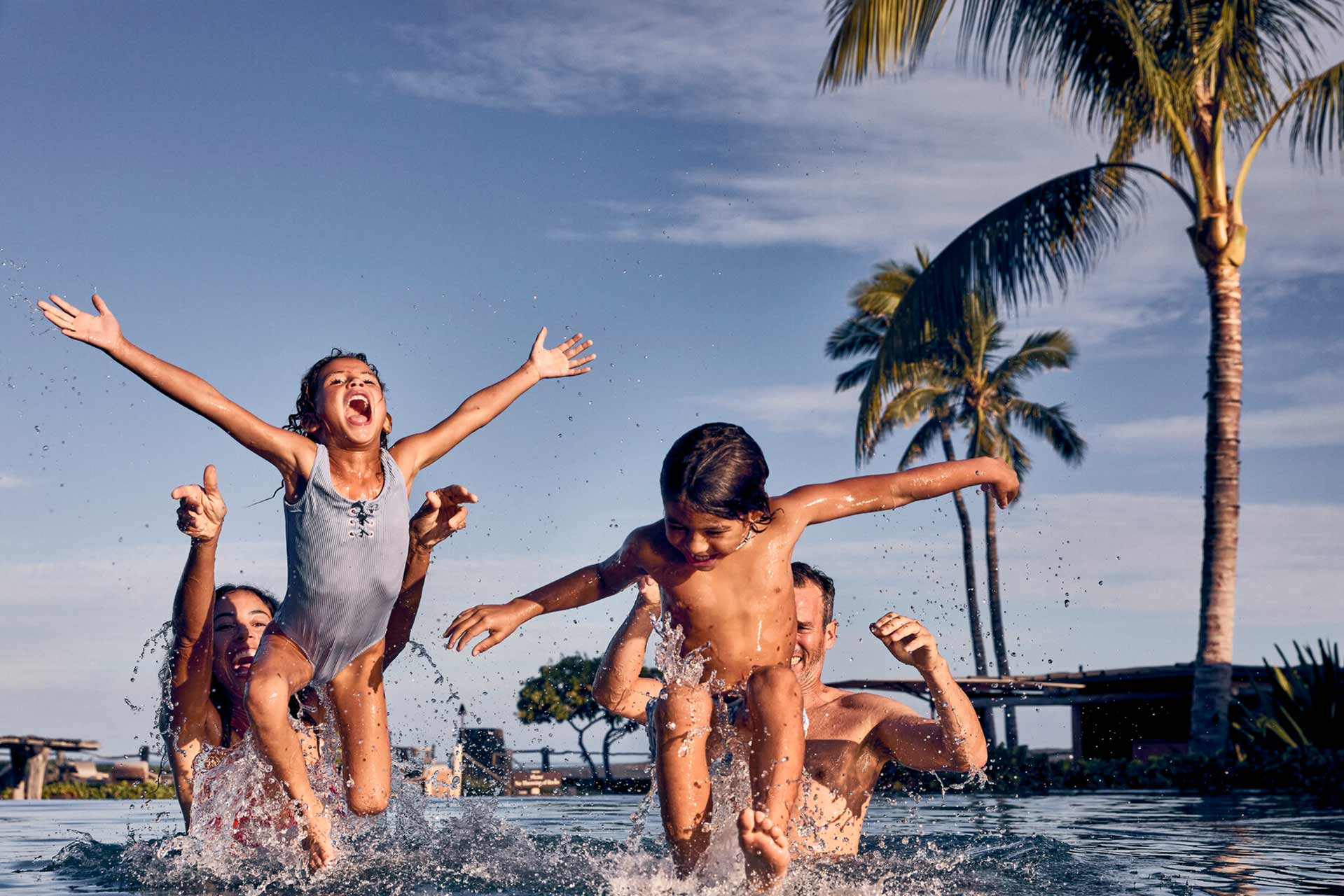 Children playing in a pool