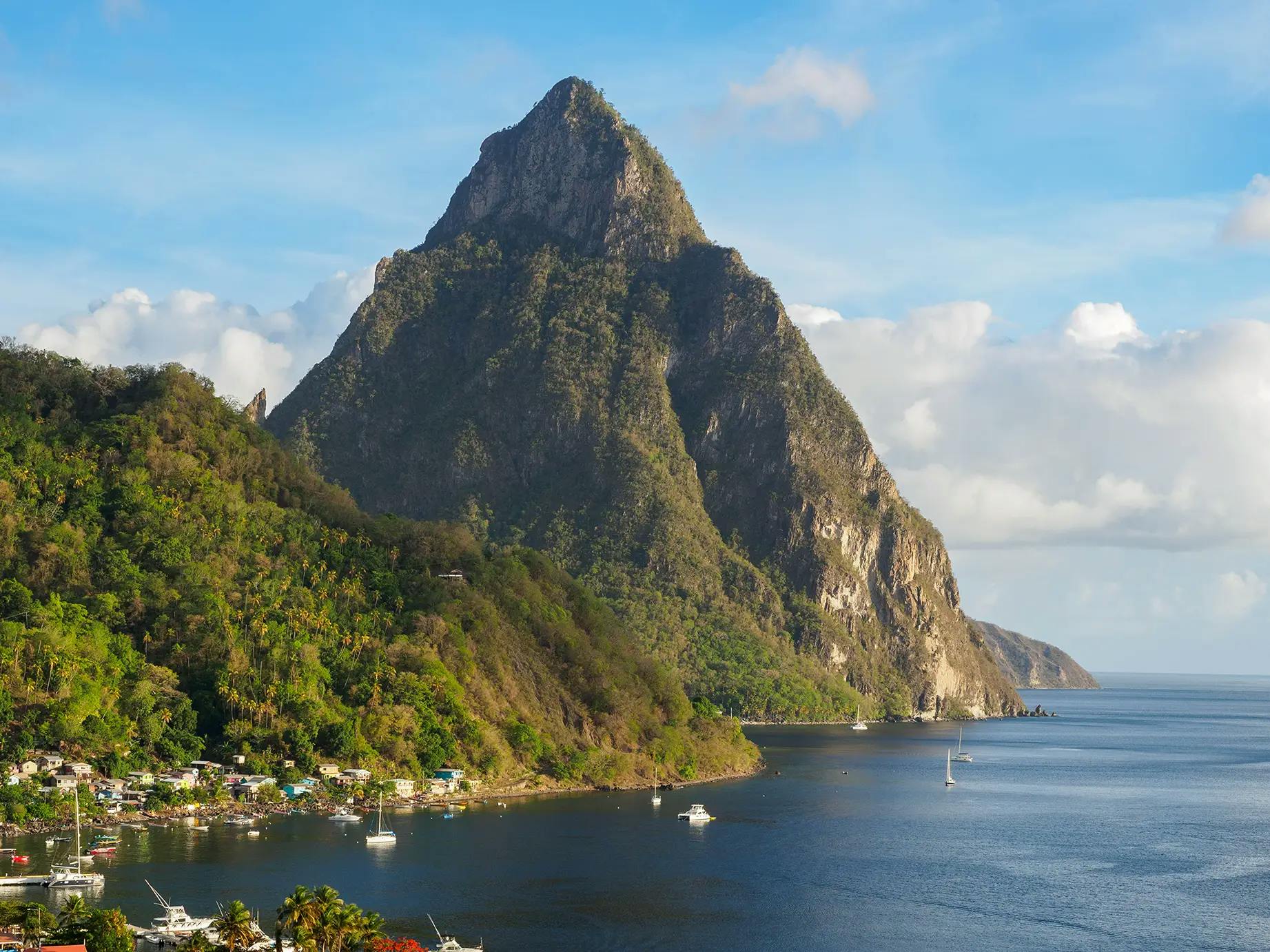 Aerial view of a St. Lucia mountain
